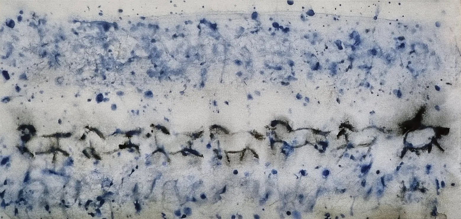Rêve 2, encre de Chine et aquarelles naturelles sur soie, 1999, Yolaine Escande
