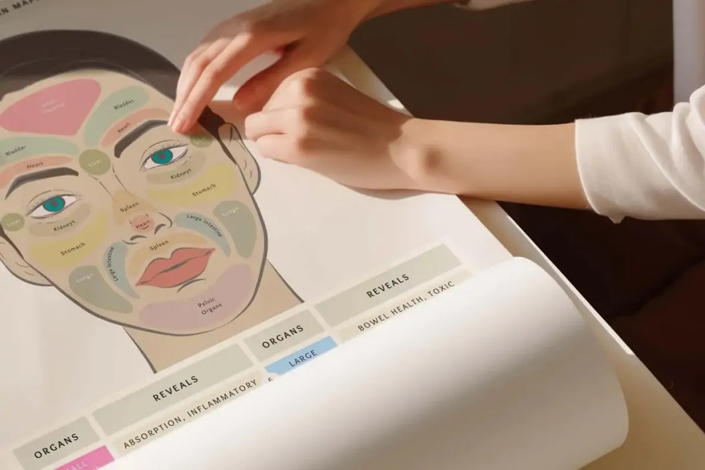 Illustration de diagnostic facial en médecine traditionnelle chinoise