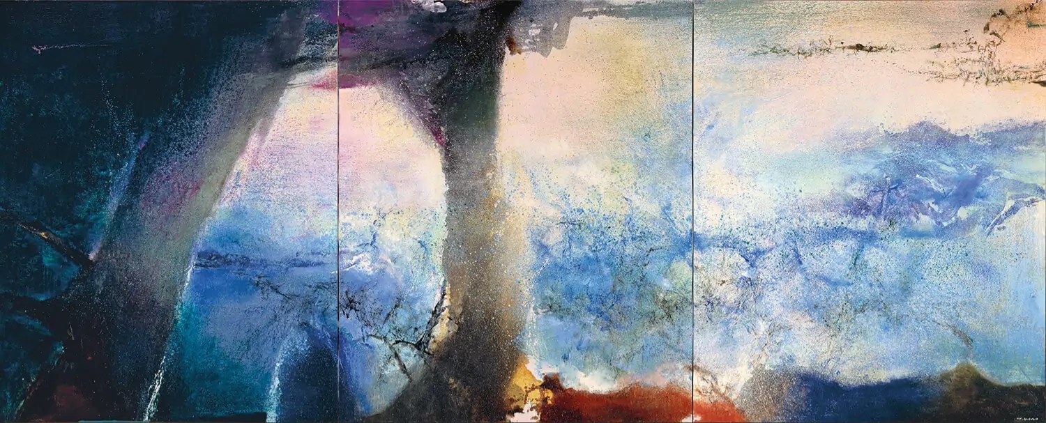 Hommage à Claude Monet – Triptyque, 1991, huile sur toile, Zao Wou-Ki