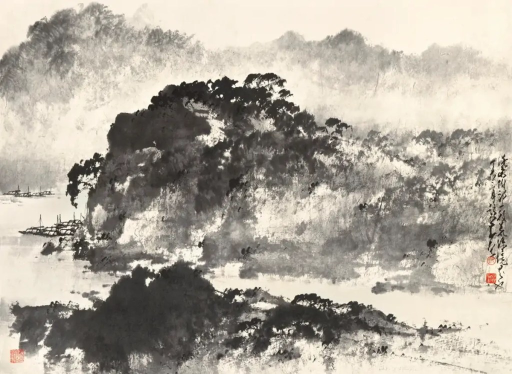 La campagne de Hong Kong, encre sur papier, 1967, Zhao Shaoang ( 1905-1998 )