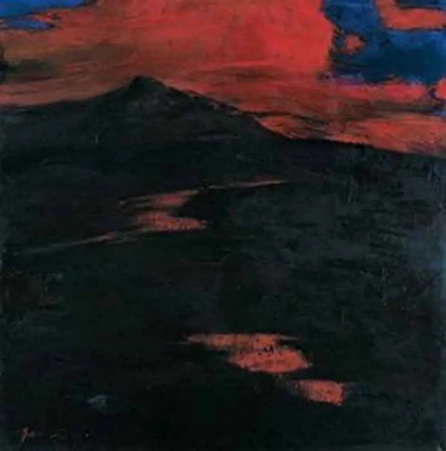 Montagne nuageuse, 1986, huile sur toile, Zhu Naizheng