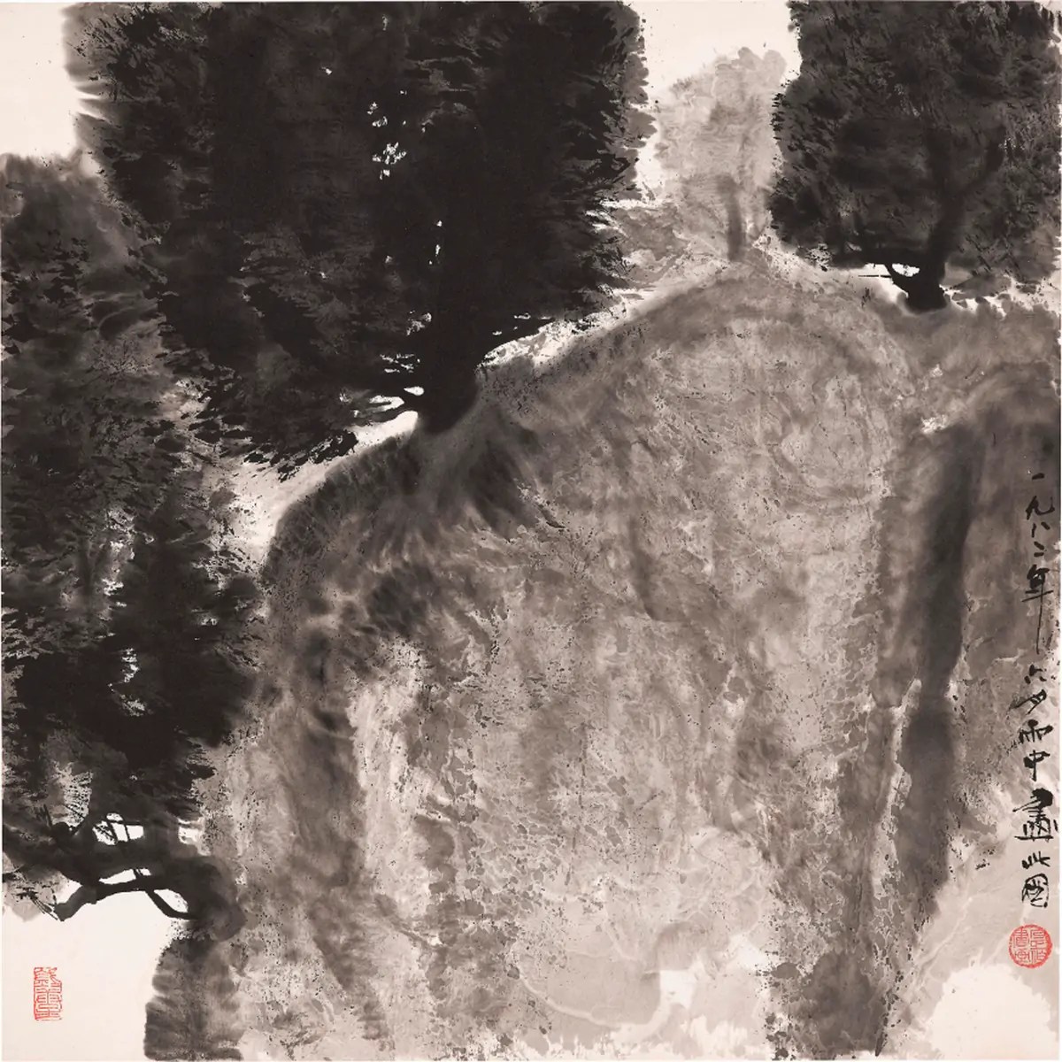 Paysage-Vignes 2, encre sur papier, Zhu Naizheng