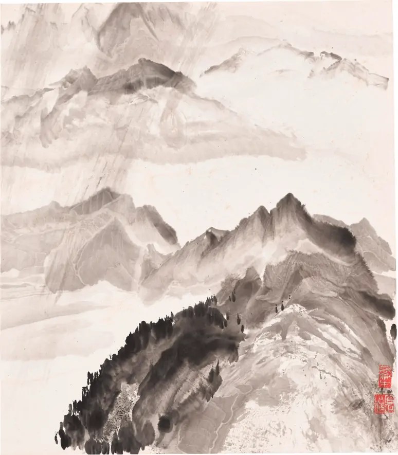 Paysage-Vignes 5, encre sur papier, Zhu Naizheng