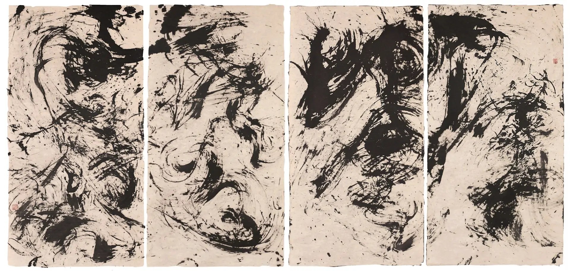 L’homme suit la Terre, la terre suit le ciel, le ciel suit le tao et le tao suit la nature, encres, 2014, Hsu Yung Chin