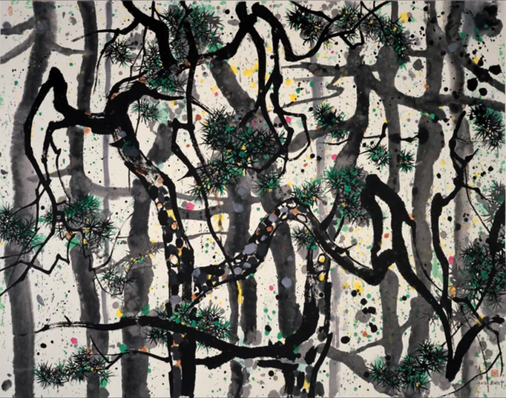 Pins, peinture à l'encre et au lavis, 1995, Wu Guanzhong