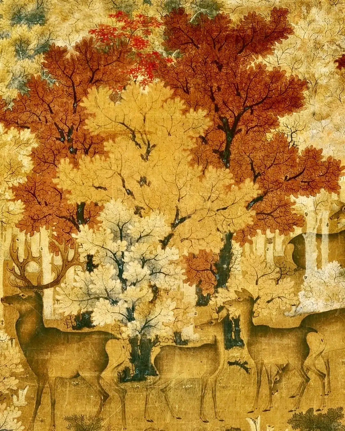 Le rouleau Feuilles d'érable et cerfs, détail
