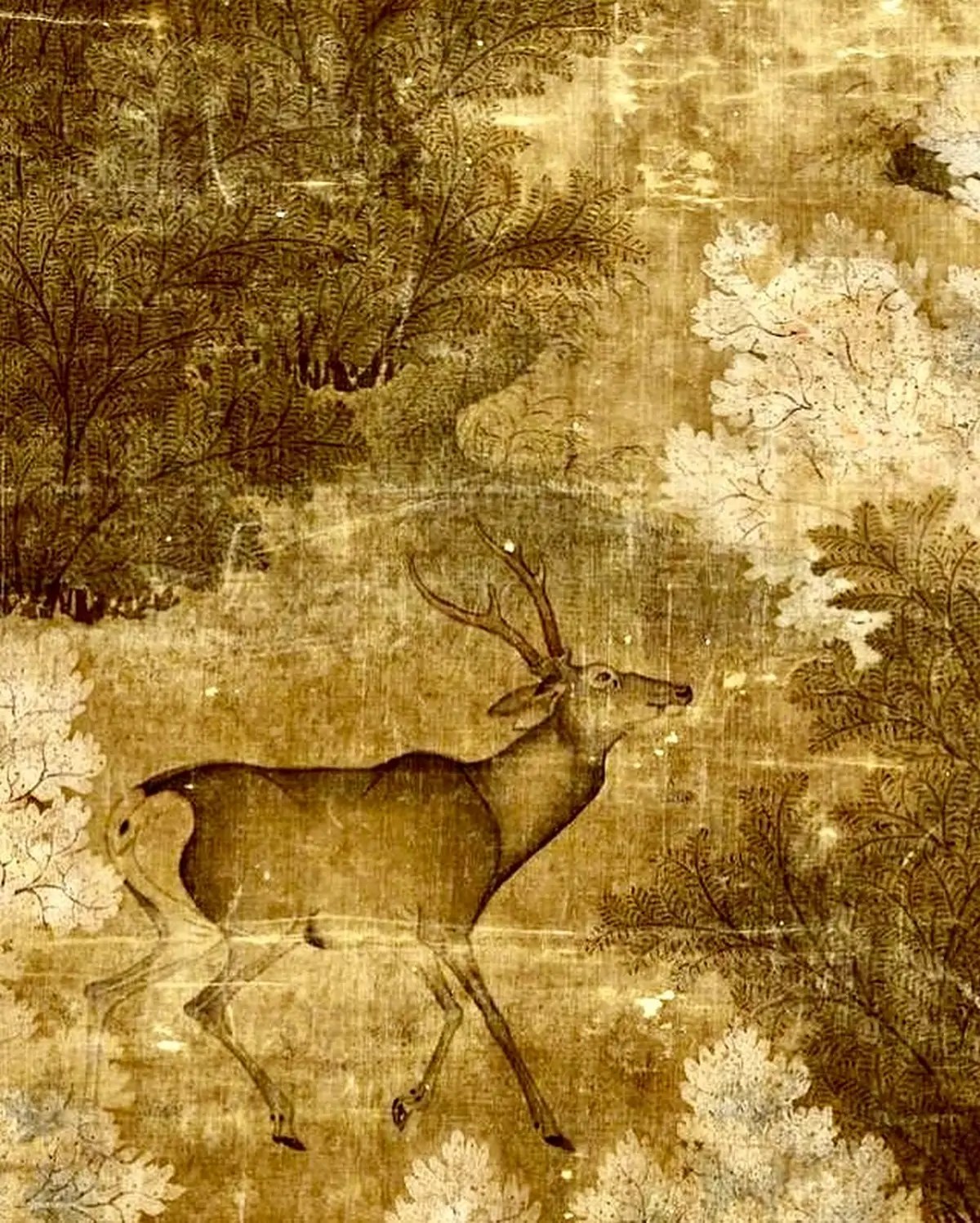 Le rouleau Feuilles d'érable et cerfs, détail