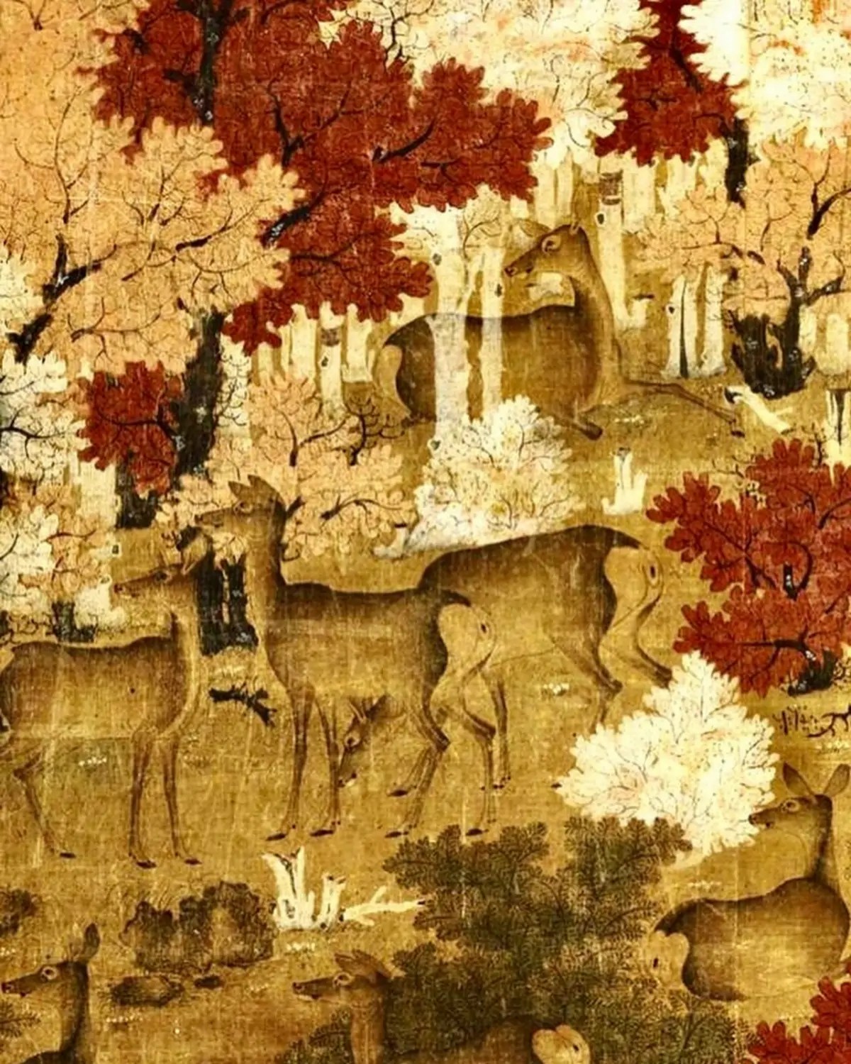 Le rouleau Feuilles d'érable et cerfs, détail