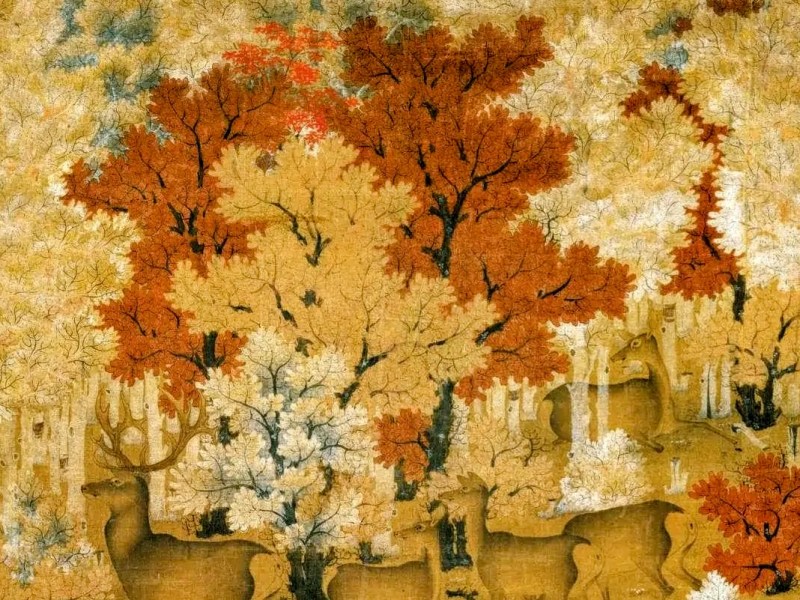 Feuilles d&rsquo;érable et&nbsp;cerfs