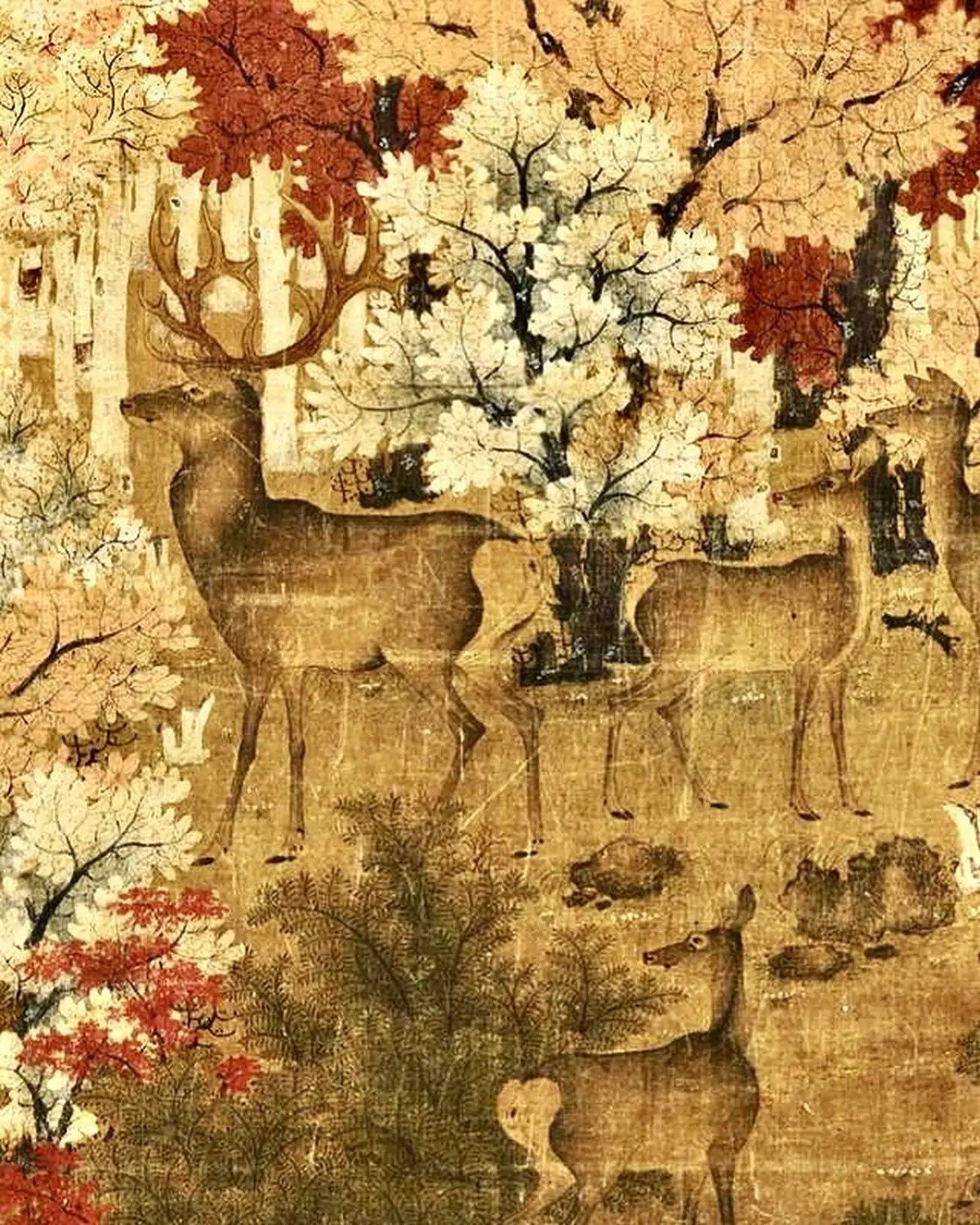 Le rouleau Feuilles d'érable et cerfs, détail