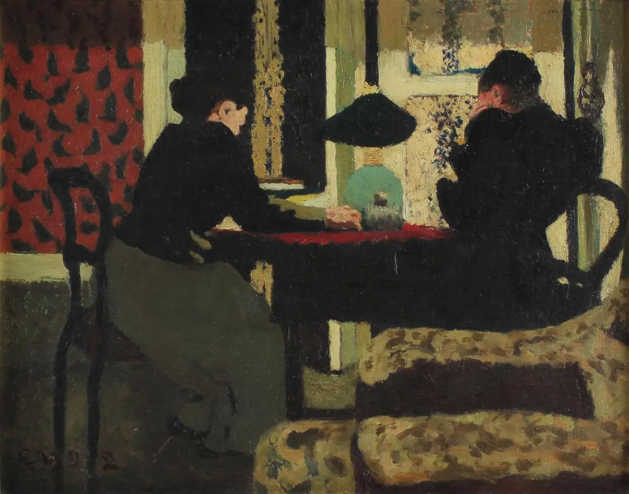 Deux femmes sous la lampe, 1892, huile sur toile marouflée sur bois, Edouard Vuillard (1868- 1940)